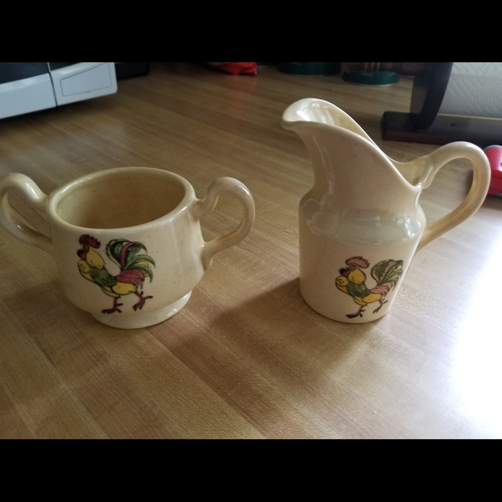 Metlox Poppy Trail collection sugar bowl and cream